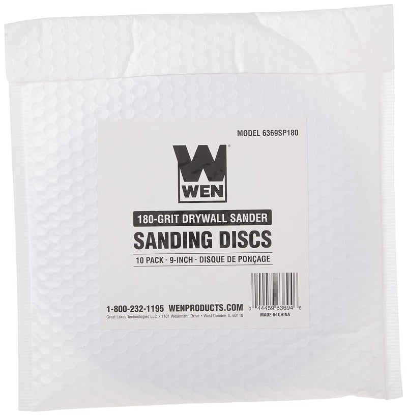 Wen 6369SP180 Drywall Sander 180-Grit Hook and Loop 9-Inch Sandpaper, 10-Pack - Image 4